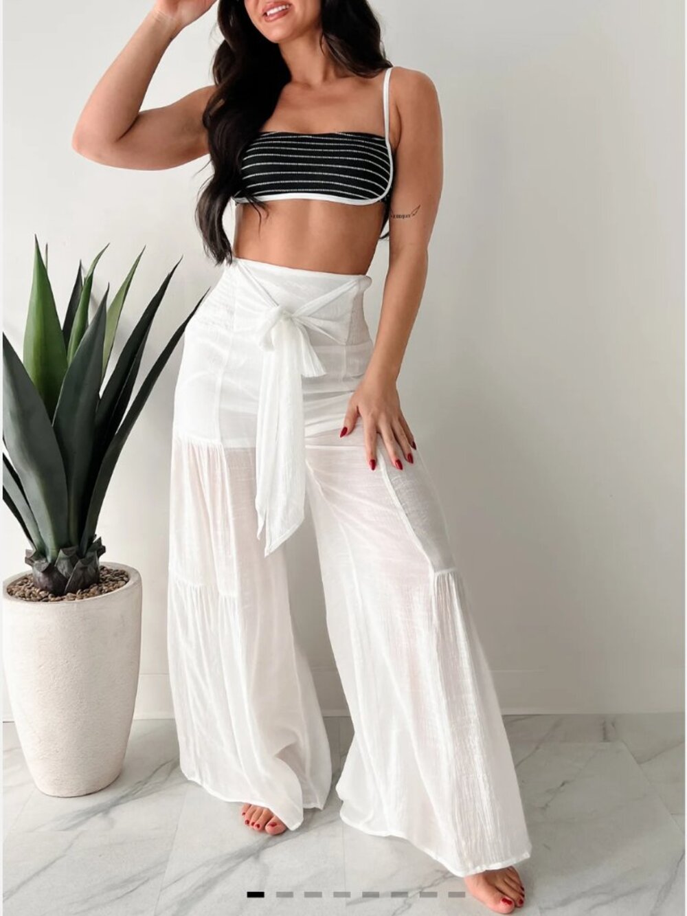 That Time Of Year Tiered Flowy Pants (BLACK)